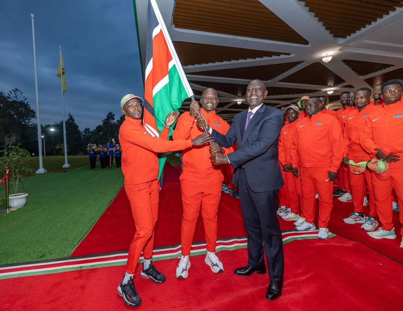 President William Ruto flagging the athletes off to Tokyo.