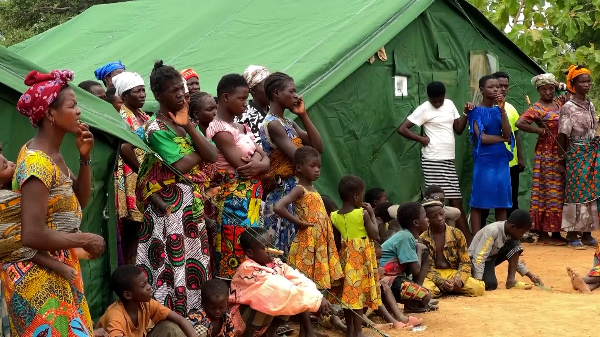 Person displaced in Ghana from the Gbiniyiri clashes are being housed in makeshift tents.