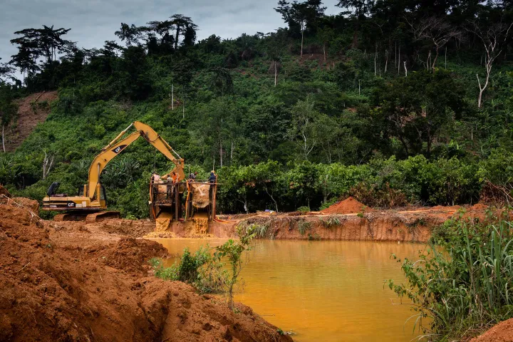 Water body in Ghana destroyed by illegal mining.