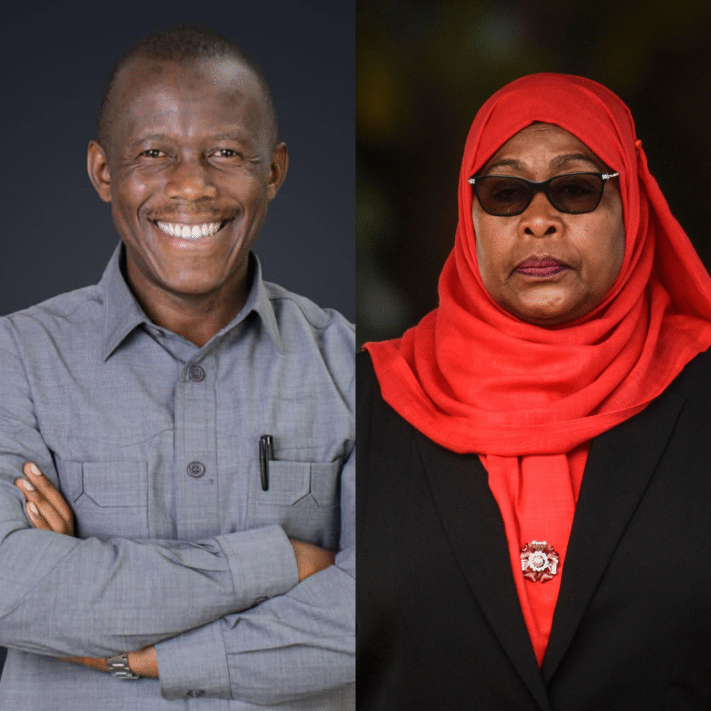 Humphrey Polepole and Tanzanian president Samia Hassan