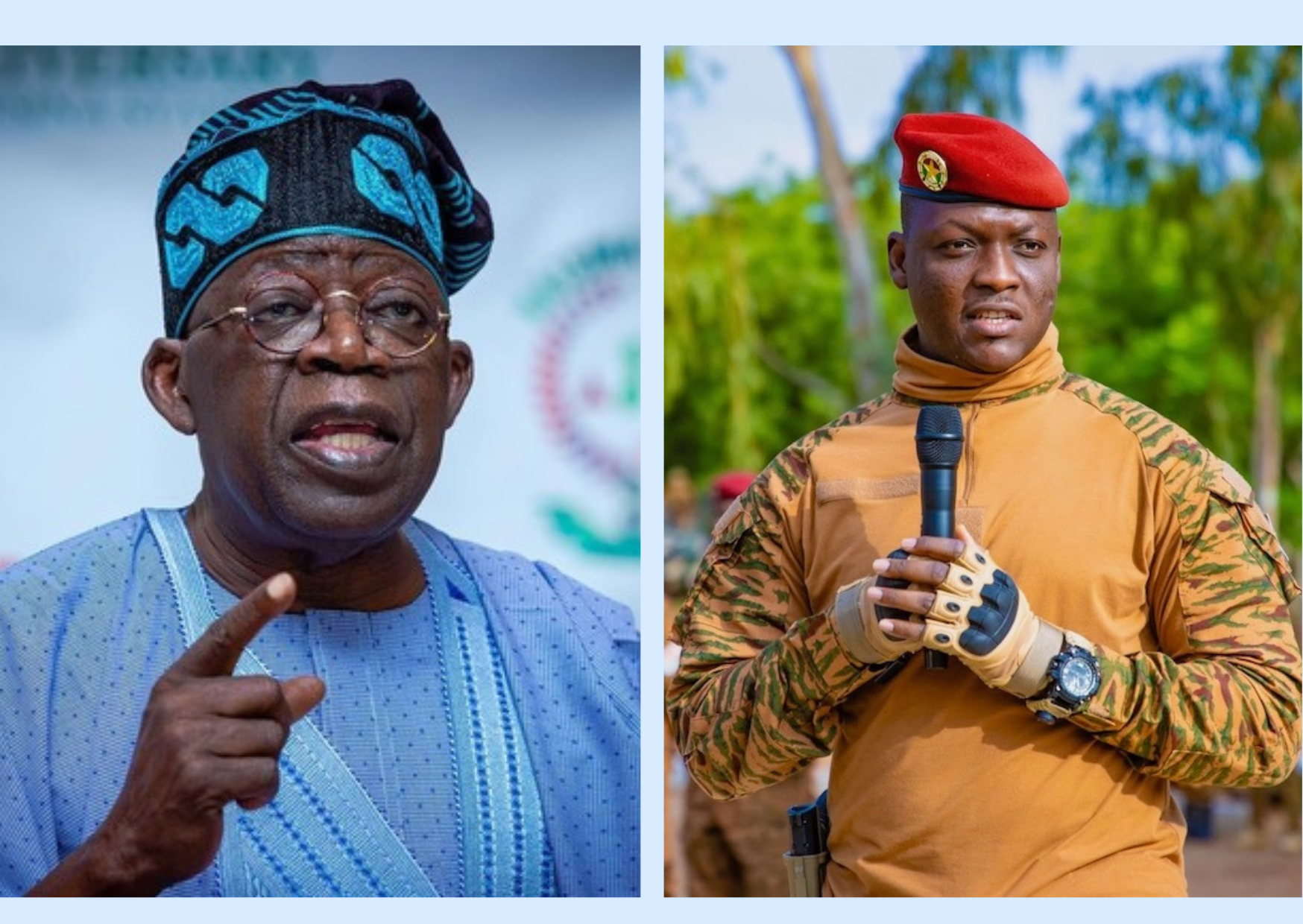 Nigerian President (L) and Burkina Faso Junta leader (R)